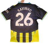 Savio Signed 2024/25 Manchester City Away Shirt