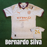 Bernardo Silva Signed 2023/24 Manchester City 'CHAMPIONS' Away Shirt