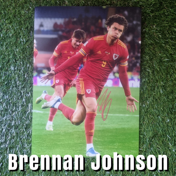 Brennan Johnson Signed Wales Photo