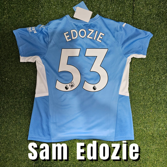 Sam Edozie Signed Manchester City Home Shirt