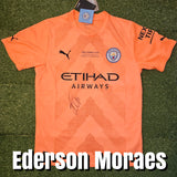 Ederson Moraes Signed 2022/23 Manchester City Shirt with Champions League final detail