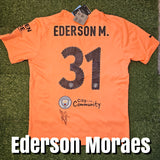 Ederson Moraes Signed 2022/23 Manchester City Shirt with Champions League final detail