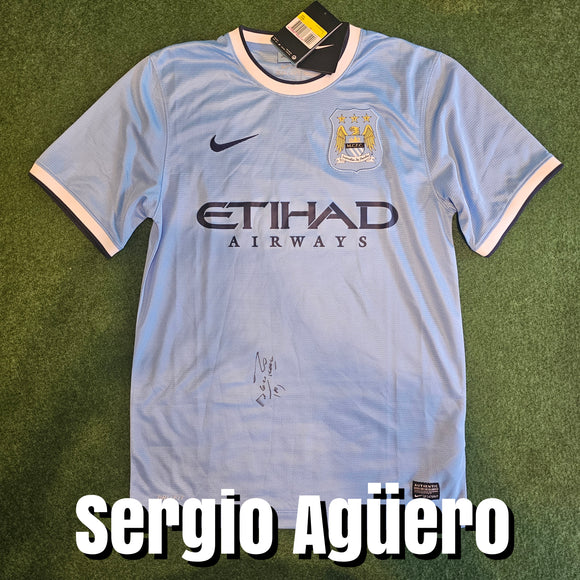 Sergio Agüero Signed Manchester City 2013/14 Home Shirt