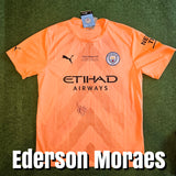 Ederson Moraes Signed 2022/23 Manchester City Shirt with Champions League final detail