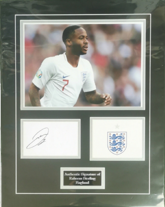 Raheem Sterling Signed Large England Display