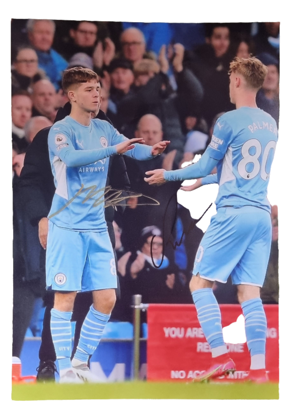 Cole Palmer and James McAtee Signed Manchester City Photo