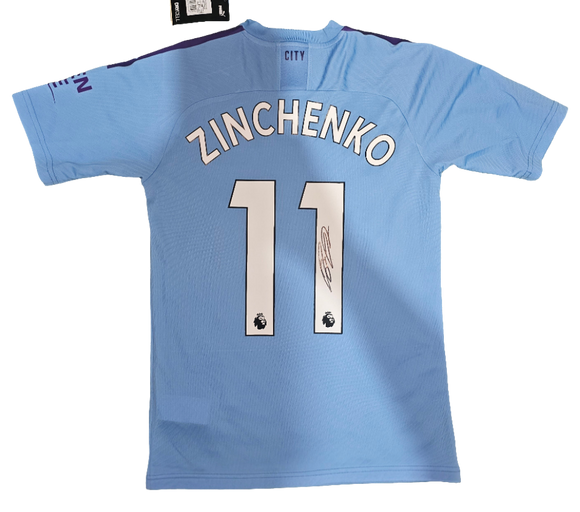 Oleksandr Zinchenko Signed 2019/20 Manchester City Home Shirt