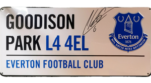 Allan signed Goodison Park Street Sign