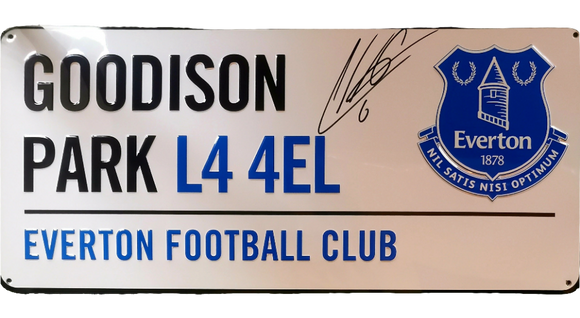 Allan signed Goodison Park Street Sign
