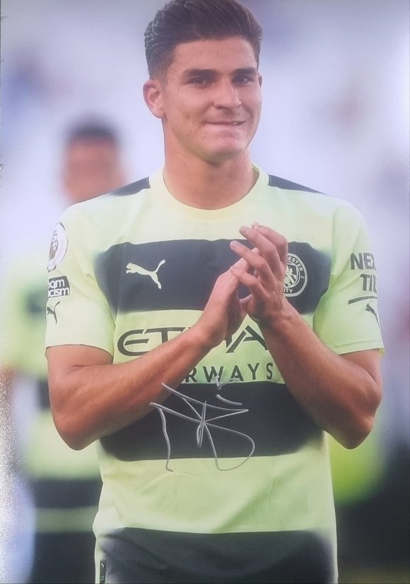 Julián Álvarez Signed Manchester City Photos