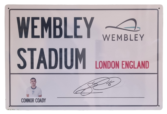 Conor Coady signed 'Wembley Stadium' Street Sign