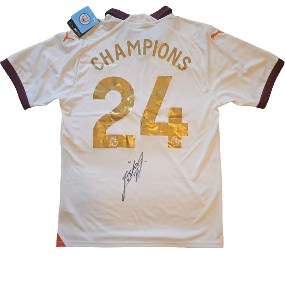 Joško Gvardiol Signed 2023/24 Manchester City 'CHAMPIONS' Away Shirt