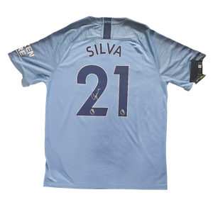 David Silva Signed 2018/19 Manchester City Home Shirt