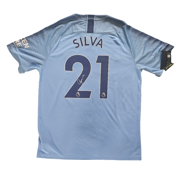 David Silva Signed 2018/19 Manchester City Home Shirt
