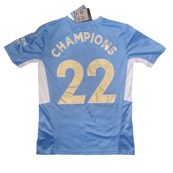Kevin De Bruyne Signed 2021/22 Manchester City 'CHAMPIONS' Home Shirt