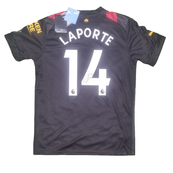 Aymeric Laporte Signed 2022/23 Manchester City Away Shirt