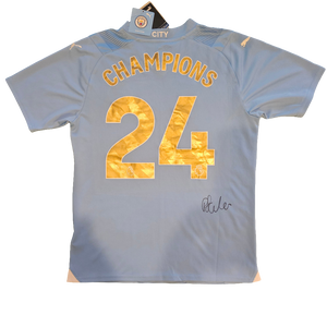 Phil Foden Signed 2023/24 Manchester City 'CHAMPIONS' Home Shirt