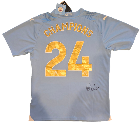 Phil Foden Signed 2023/24 Manchester City 'CHAMPIONS' Home Shirt