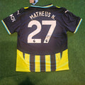 Matheus Nunes Signed 2024/25 Manchester City Away Shirt - Matheus N. 27 - Signed Back