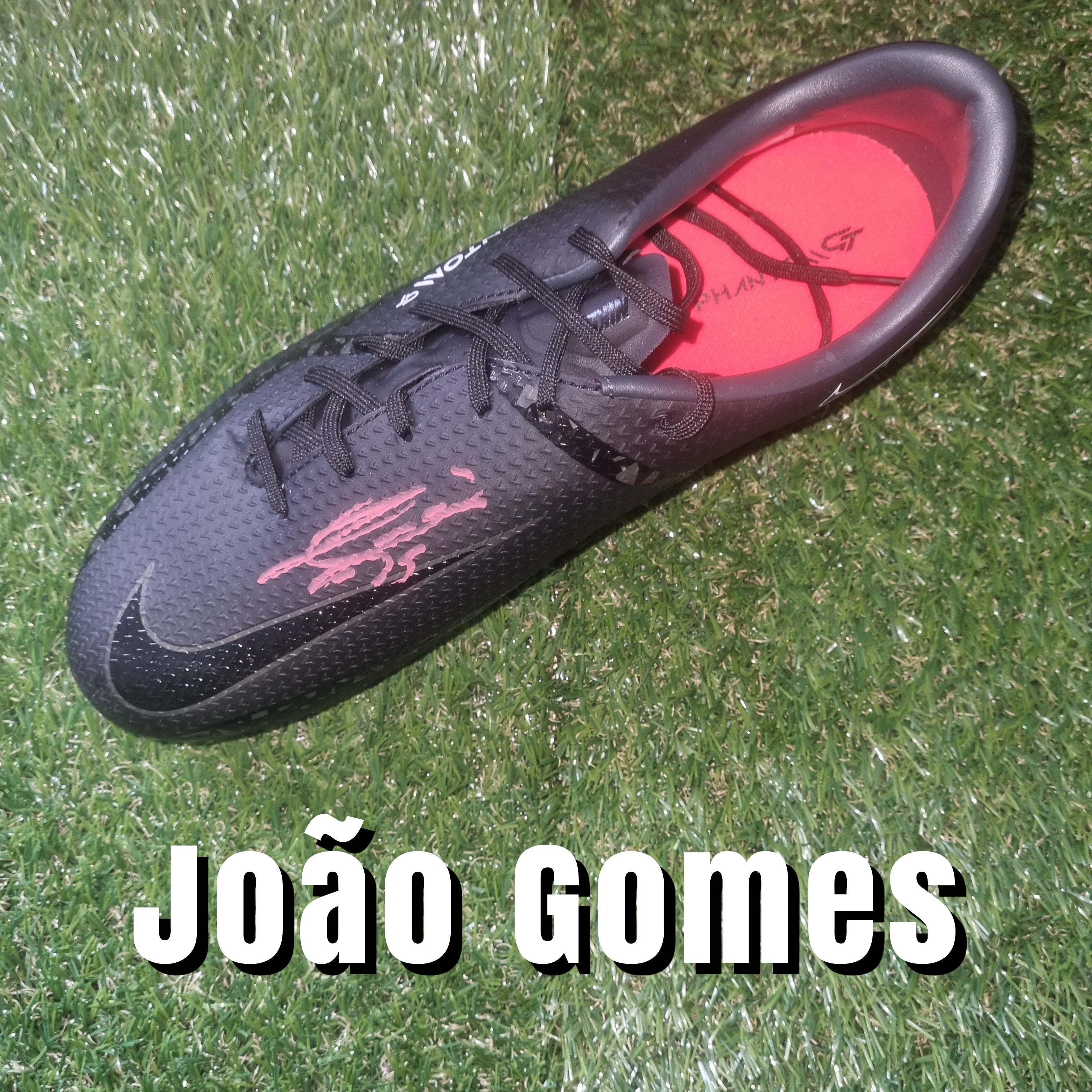 João Gomes Signed Nike Football Boot - Black/Red - Left Boot