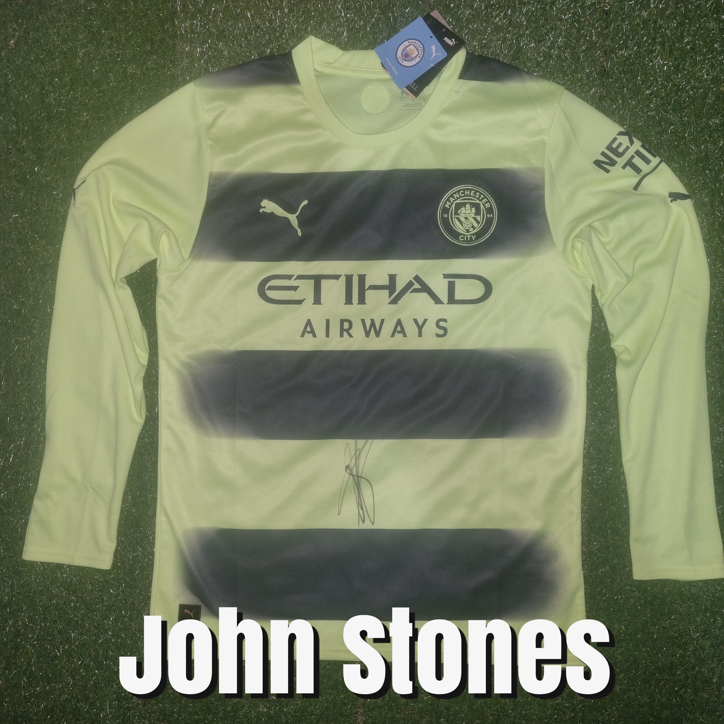 John Stones Signed 2022/23 Manchester City Third Shirt - Long Sleeve - Signed Front