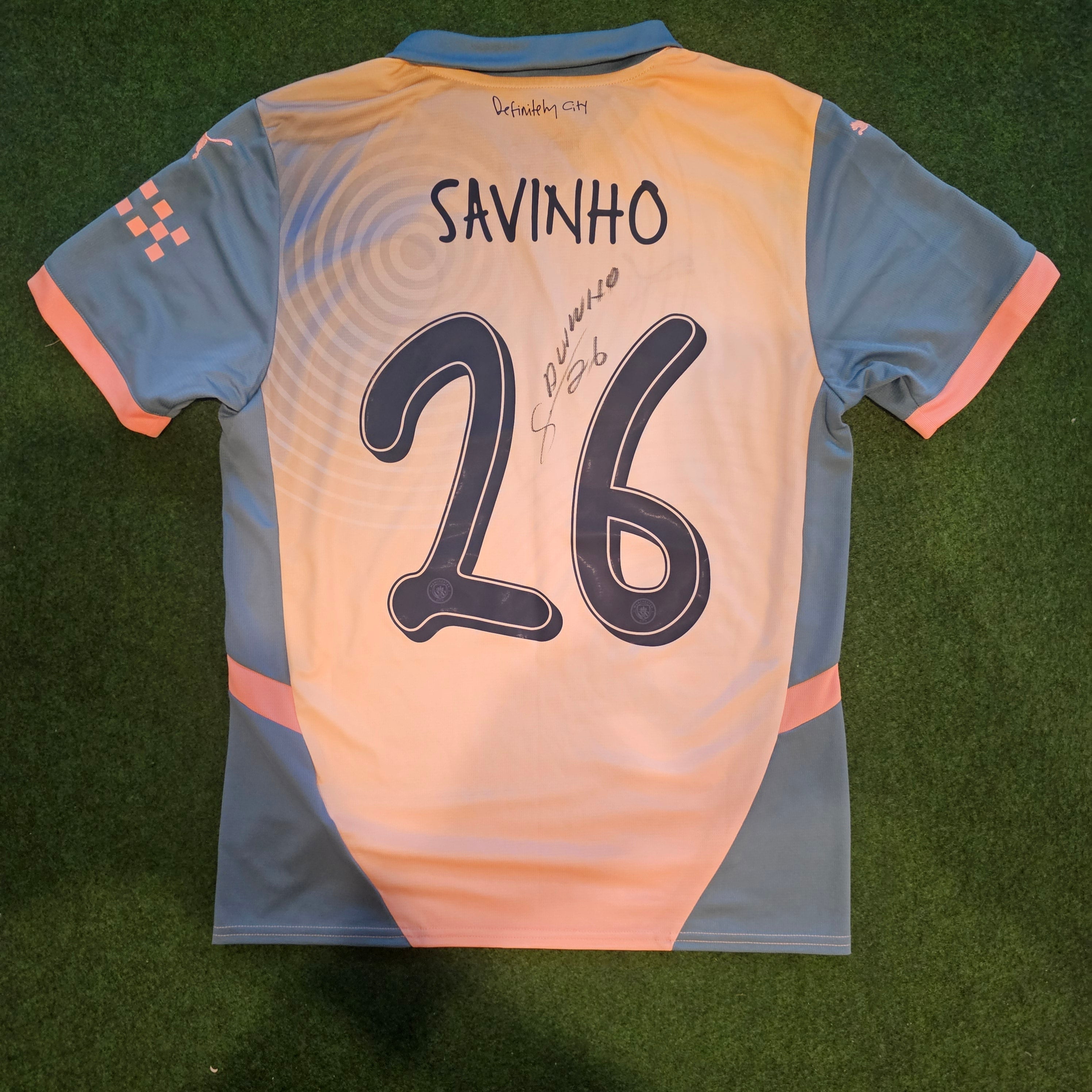 Savinho Signed 2024/25 Manchester City Fourth Shirt - Savinho 26 - Signed Back
