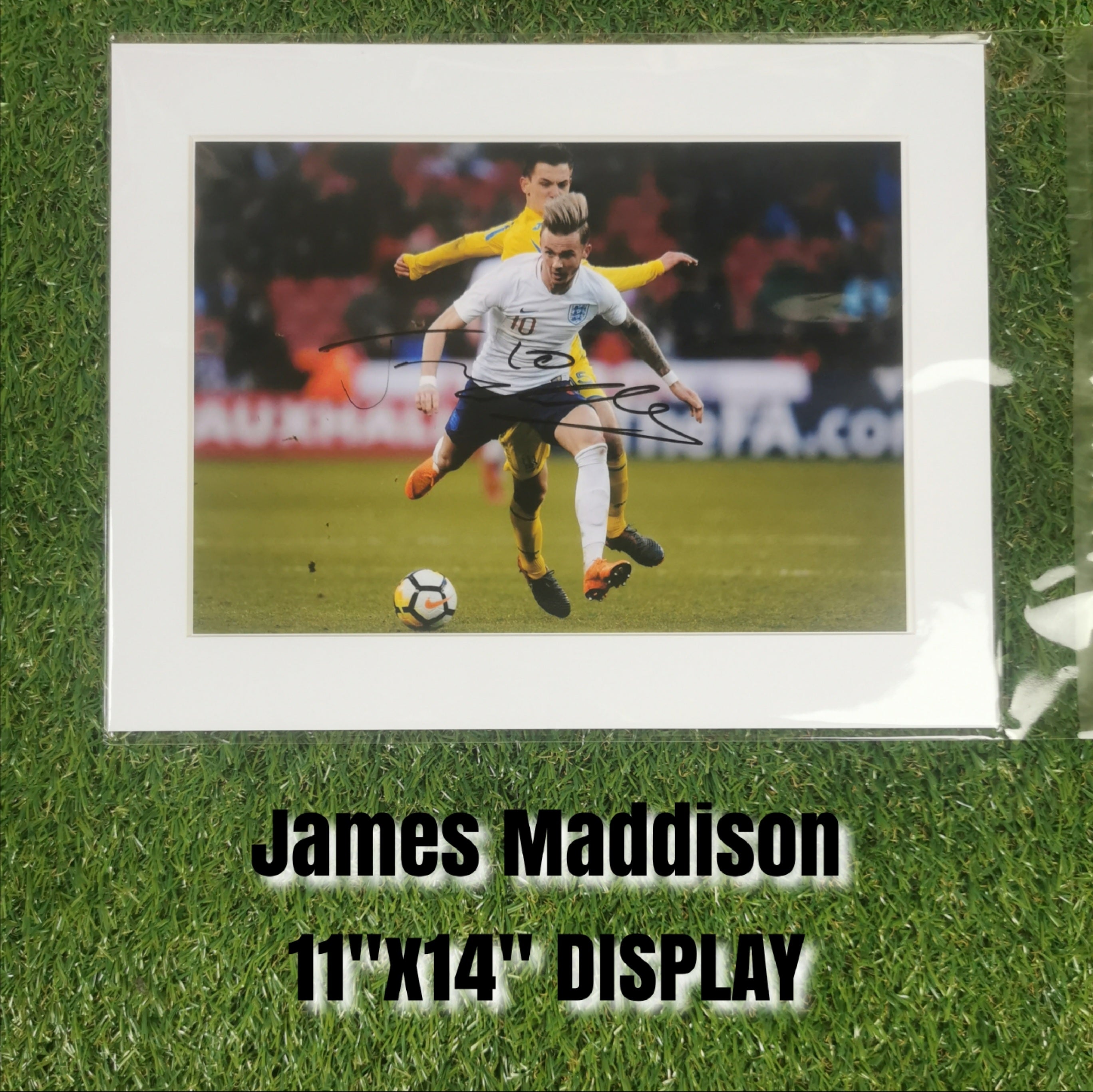 James Maddison Signed England Action Photo - White Mount - 11x14