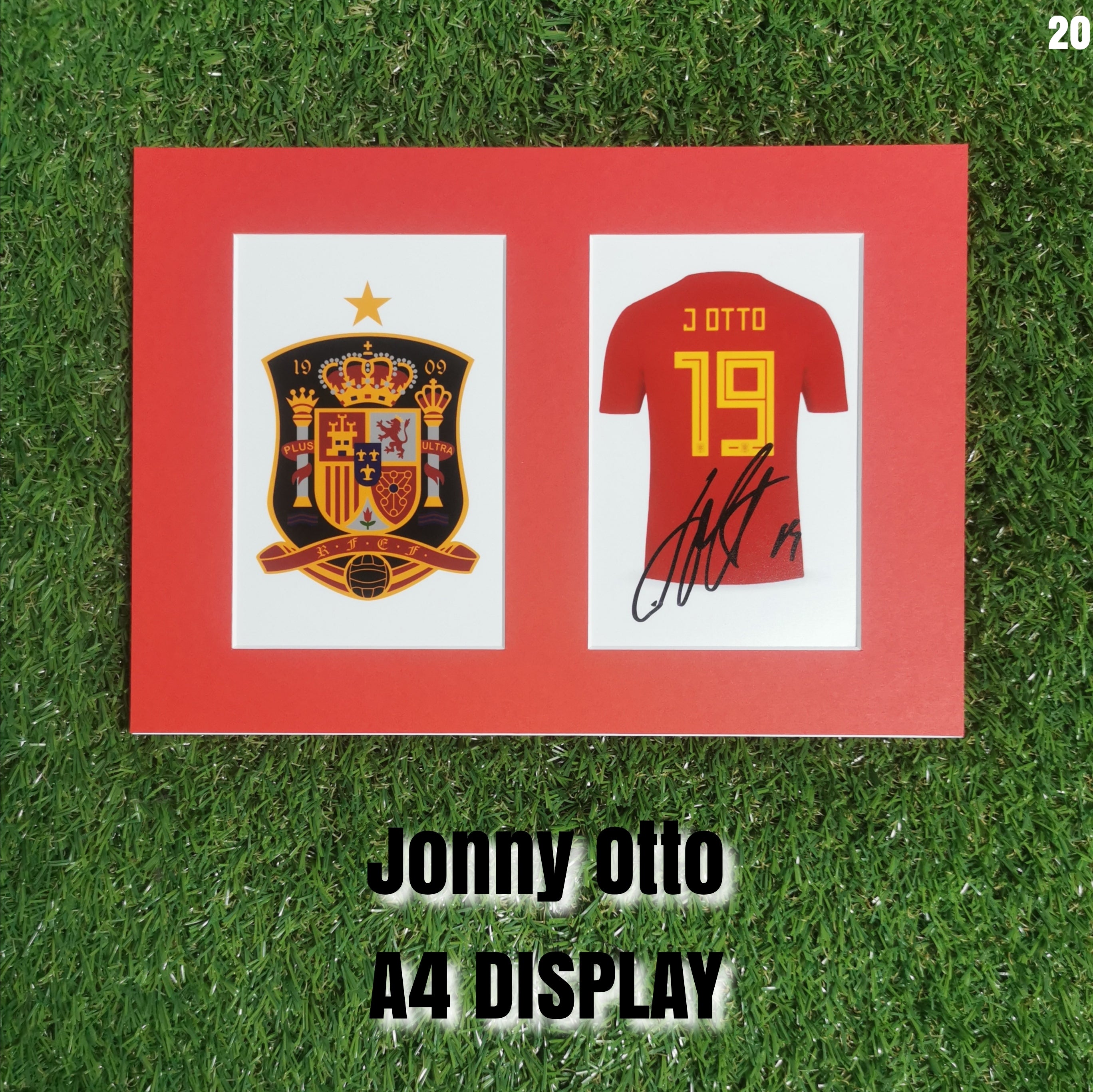 Jonny Otto Signed Spain Shirt Display - Red Mount - A4