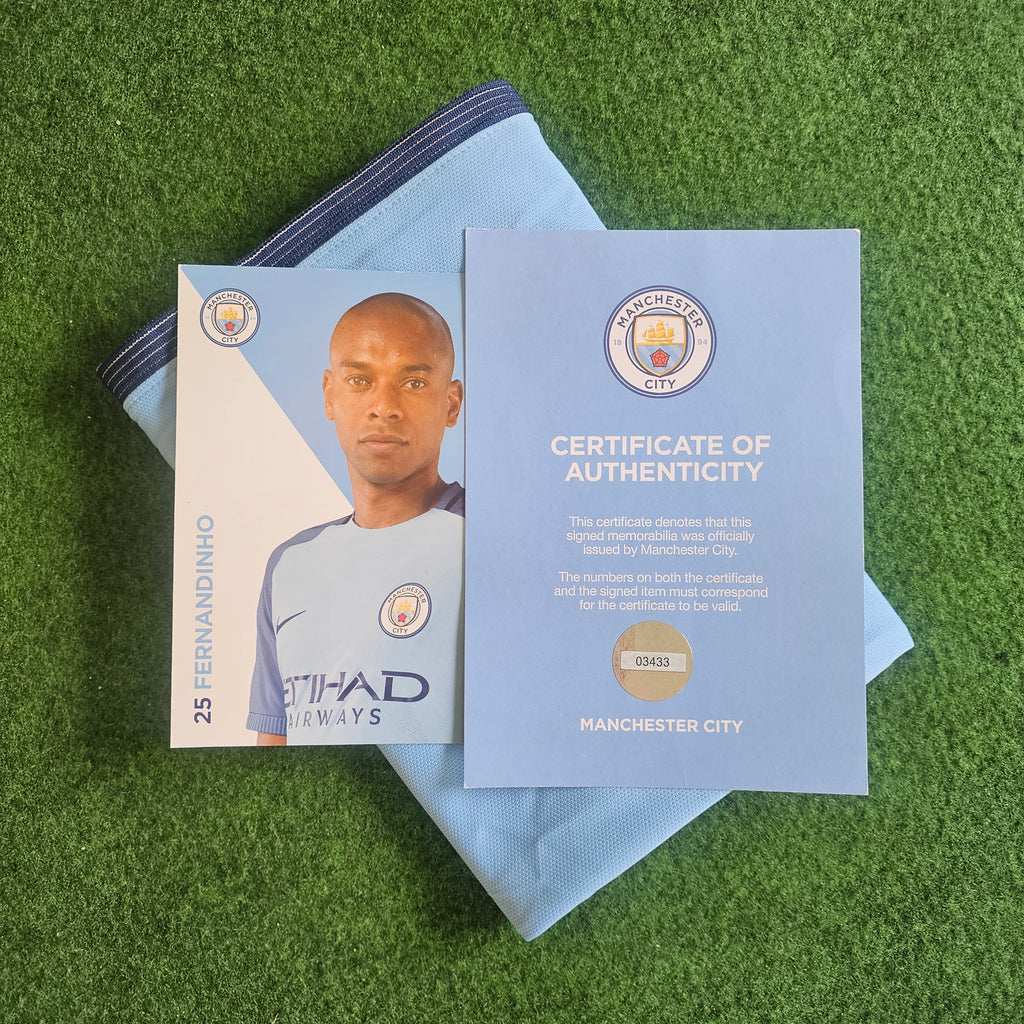 Fernandinho Signed 16/17 Home Shirt | Club COA