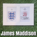 James Maddison Signed England Shirt & Crest Display - White Mount - A4