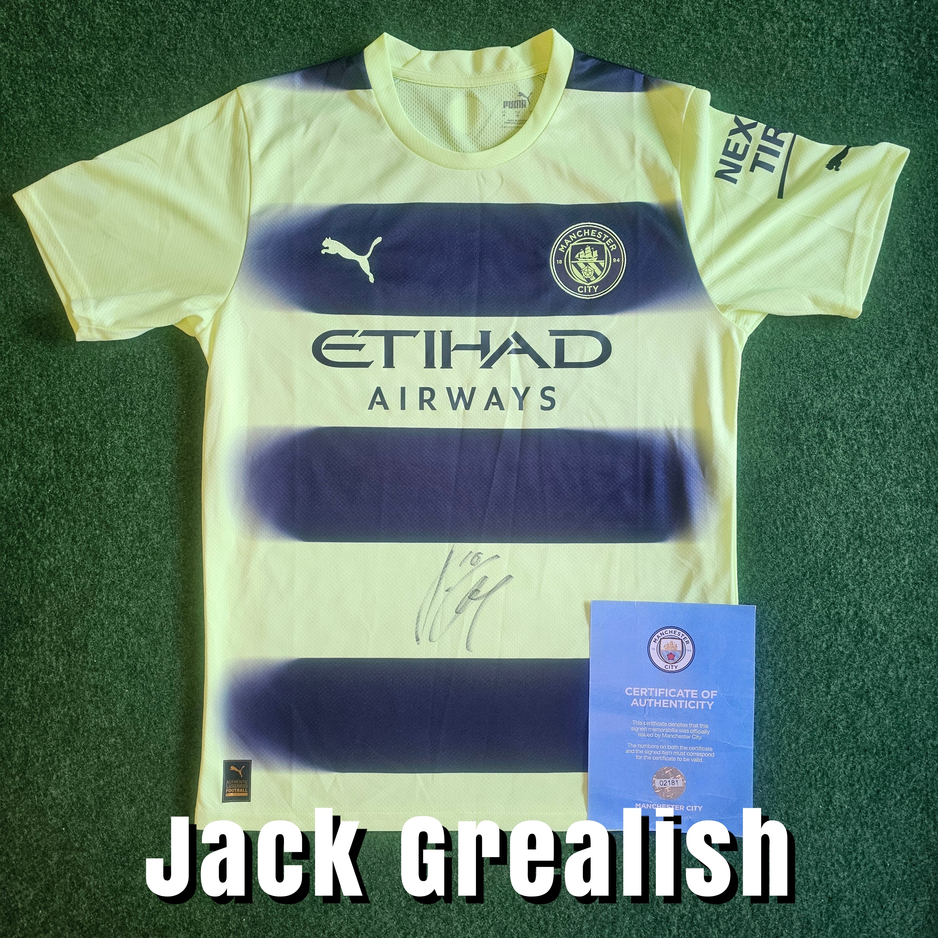 Jack Grealish Signed 2022/23 Manchester City Third Shirt - Official Manchester City COA