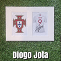 Diogo Jota Signed Portugal Shirt & Crest Display - White Mount - A4