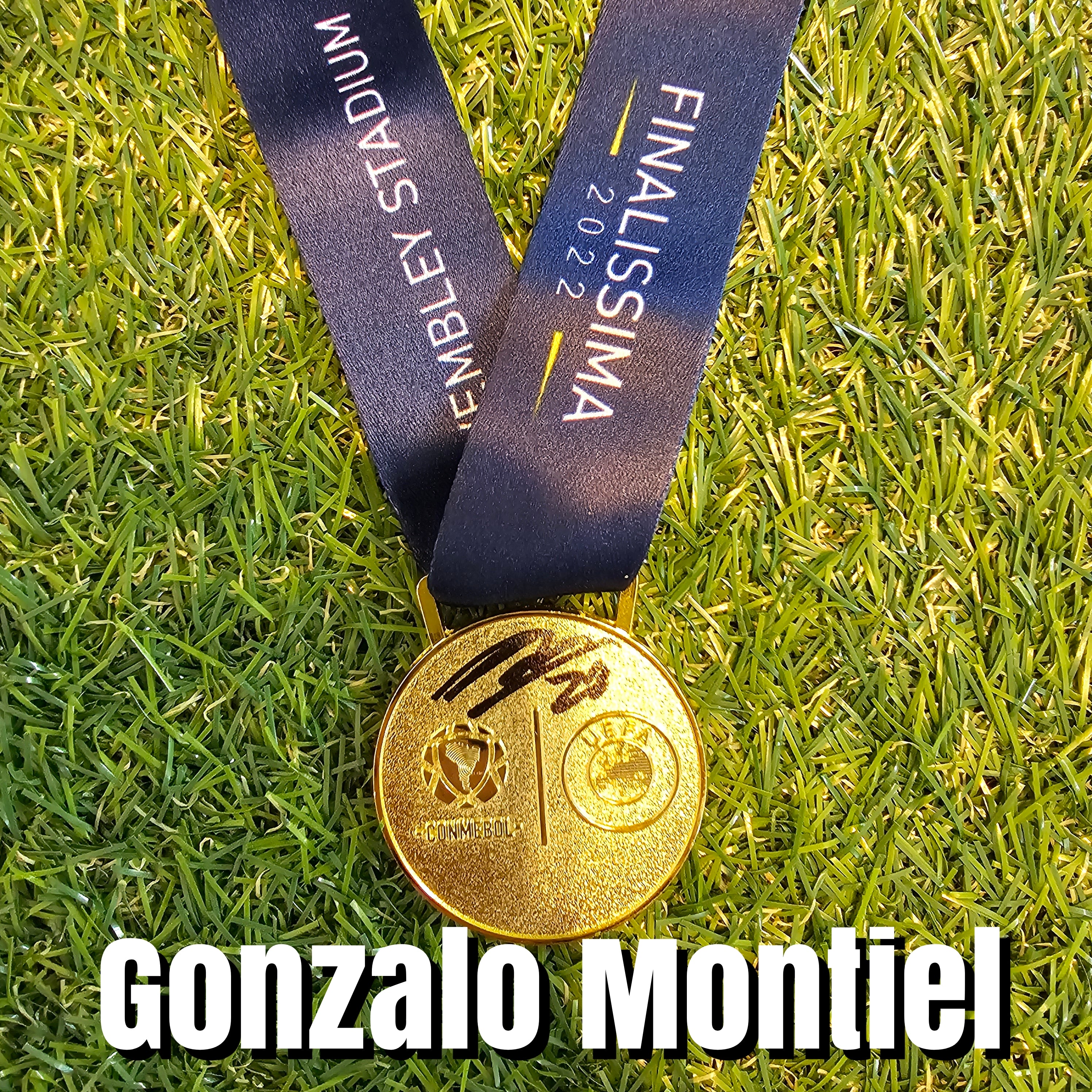 Gonzalo Montiel Signed 2022 Finalissima Replica Winners Medal