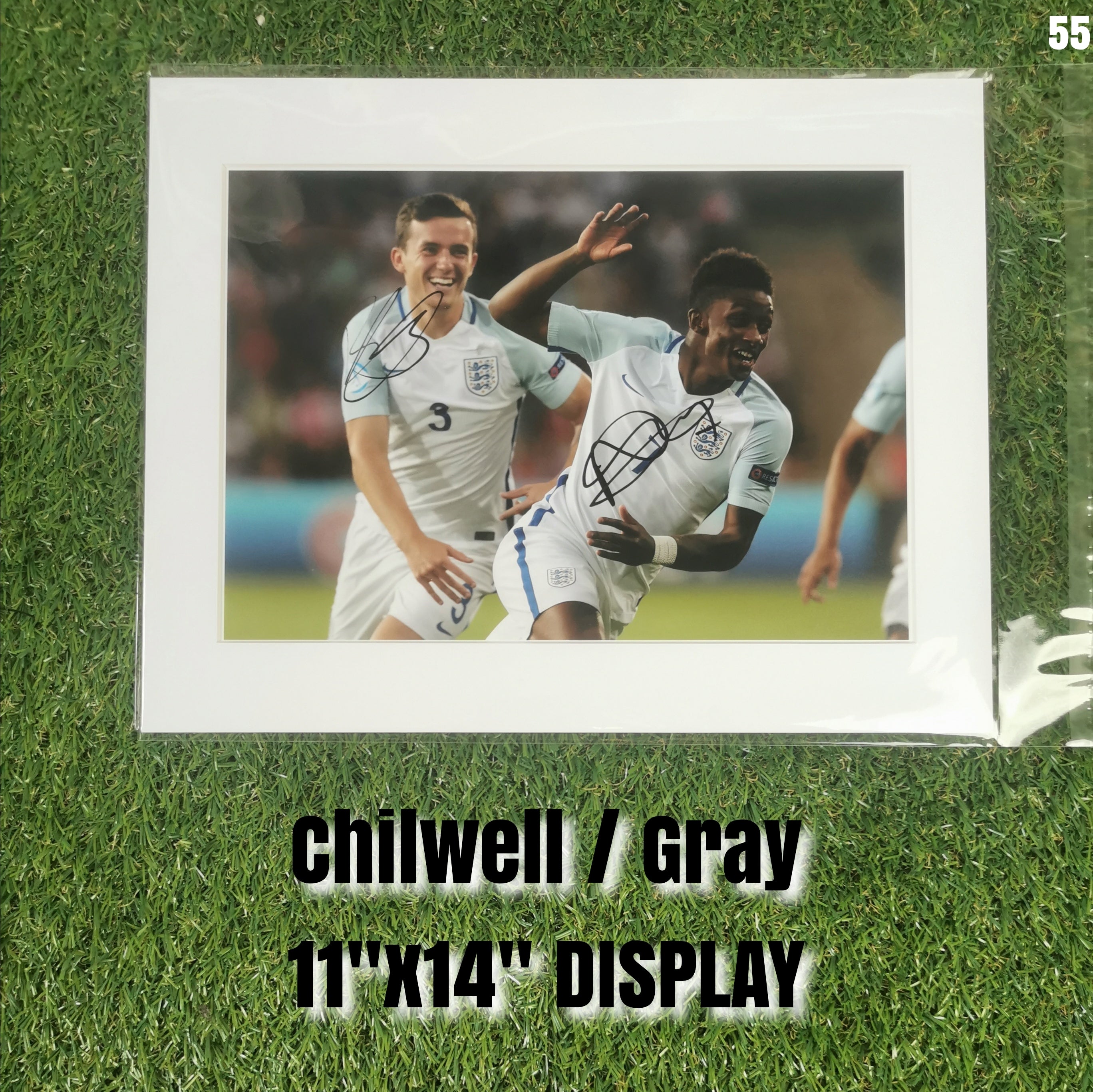 Ben Chilwell & Demarai Gray Multi-Signed England Photo - White Mount - 11x14