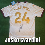 Joško Gvardiol Signed 2023/24 Manchester City 'CHAMPIONS' Away Shirt