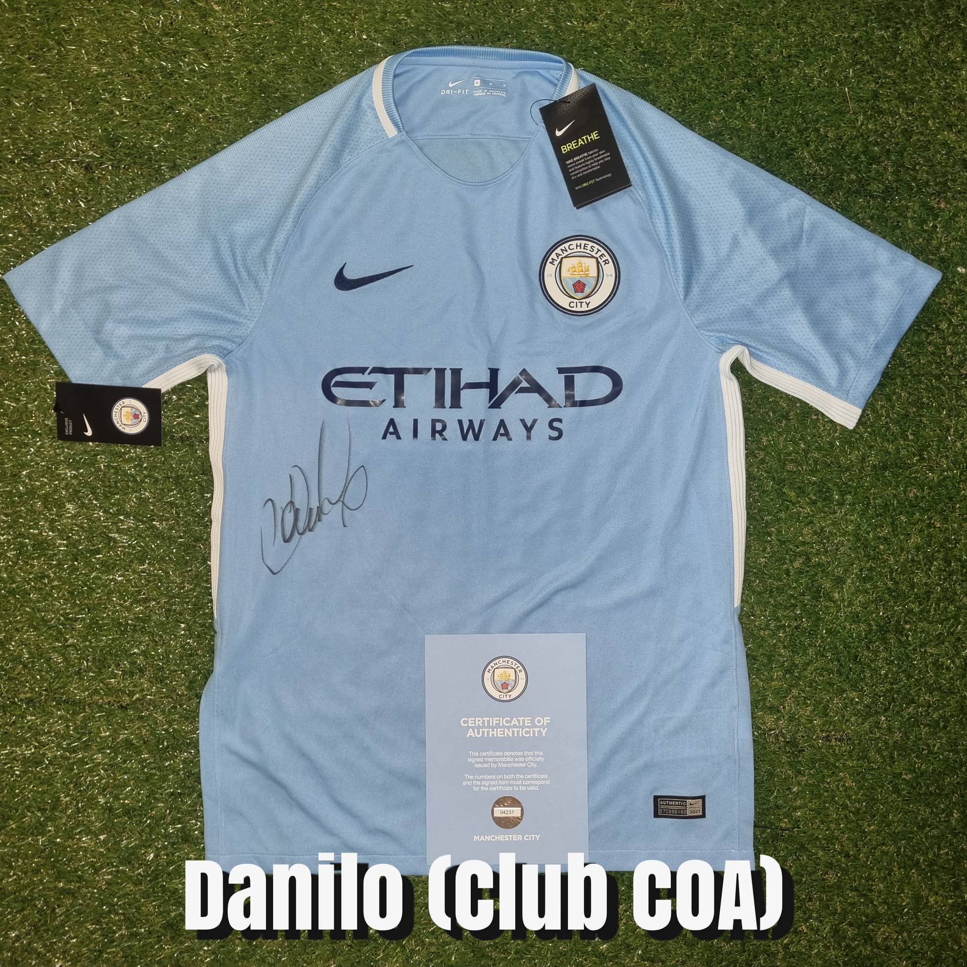 Danilo Signed 2018/19 Manchester City Home Shirt - Official Manchester City COA