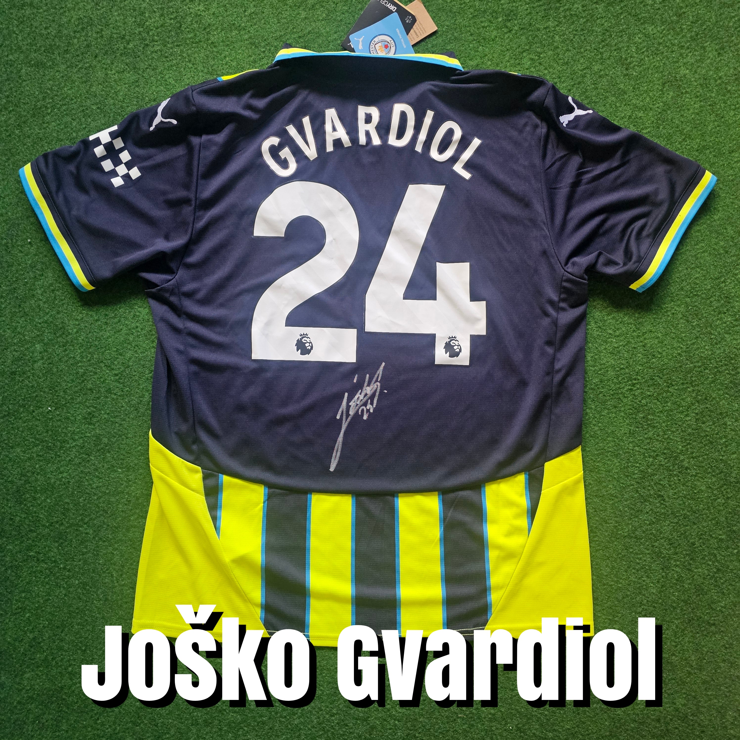 Joško Gvardiol Signed 2024/25 Manchester City Away Shirt - Gvardiol 24 - Signed Back