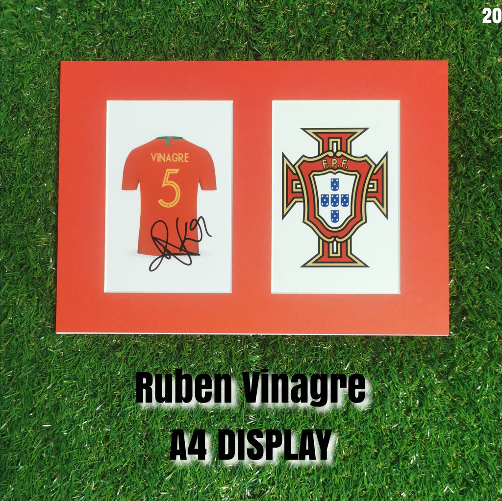 Rúben Vinagre Signed Portugal Shirt & Crest Display - Red Mount - A4