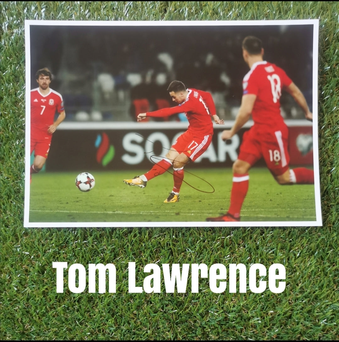 Tom Lawrence Signed A4 Wales Photo - Image 1