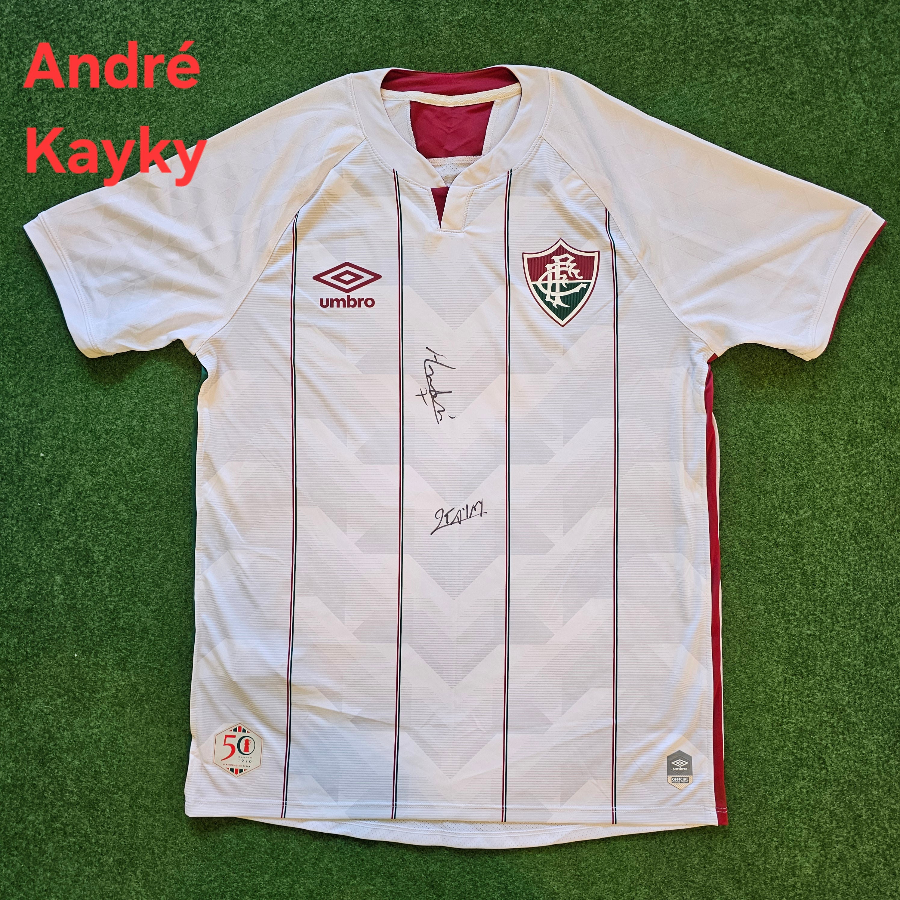 André & Kayky Multi-Signed 2020/21 Fluminense Away Shirt - 50th Anniversary