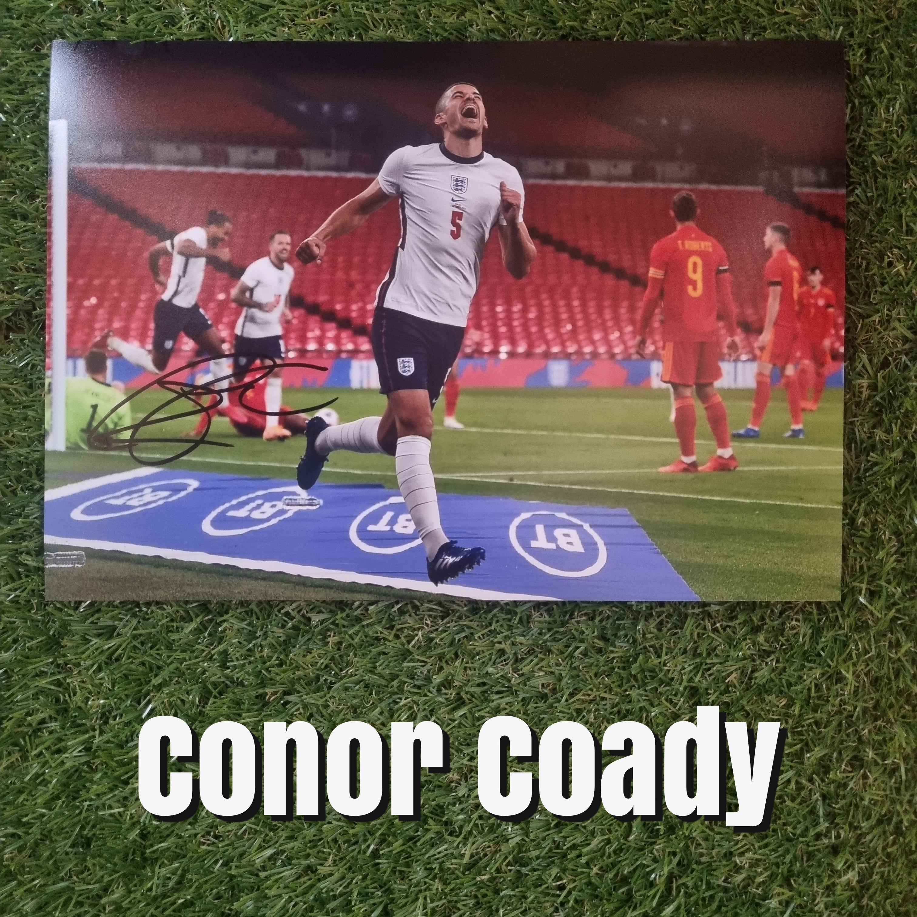 Conor Coady Signed A4 England Celebration Action Photo