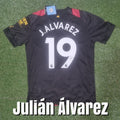 Julián Álvarez Signed 2022/23 Manchester City Away Shirt - J. Álvarez 19 - Signed Back