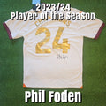Phil Foden Signed 2023/24 Manchester City Away Shirt - Champions 24 Print - Signed Back