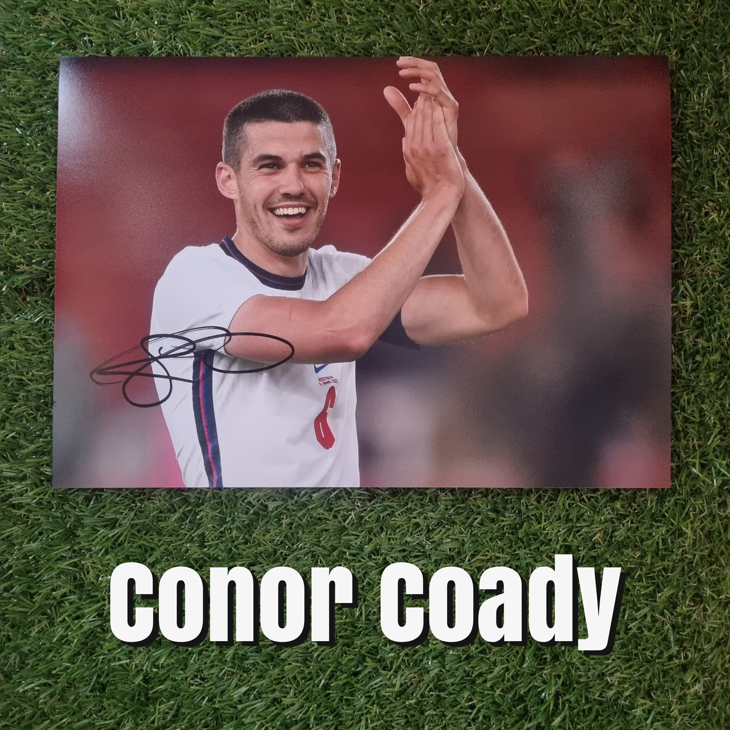 Conor Coady Signed A4 England Applauding Photo