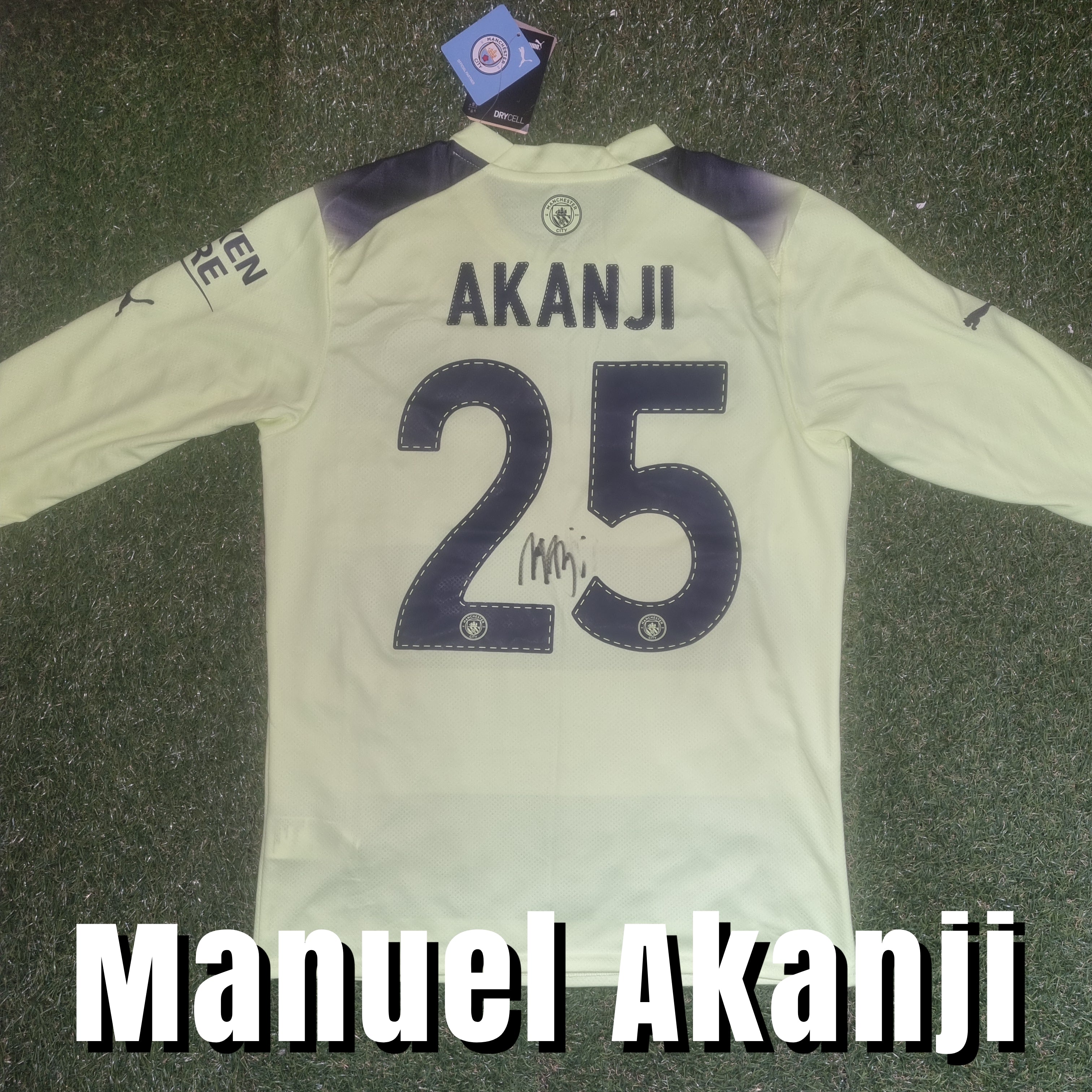 Manuel Akanji Signed 2022/23 Manchester City Third Shirt - Long Sleeve - Akanji 25 - Signed Back