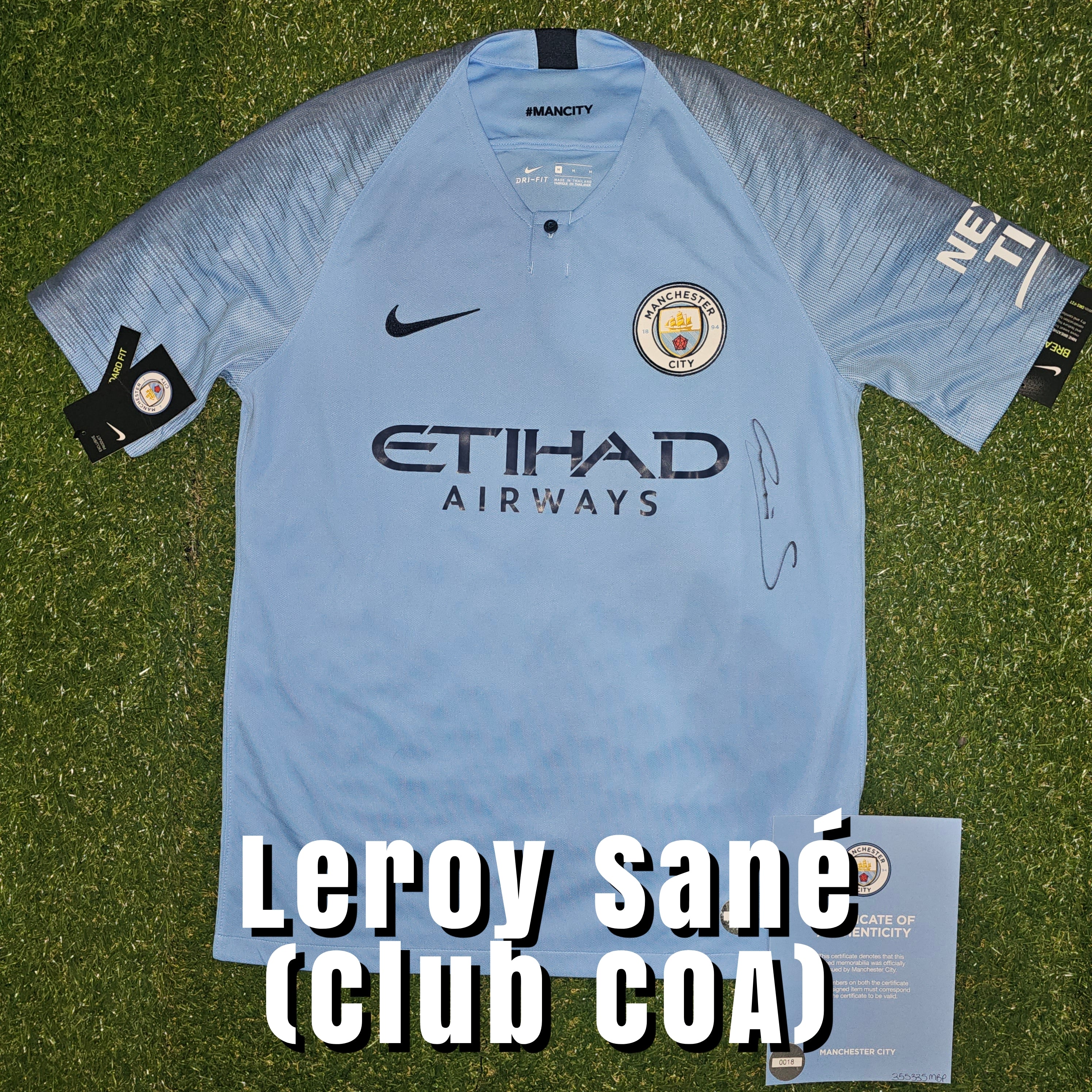 Leroy Sané Signed 2018/19 Manchester City Home Shirt - Official Manchester City COA