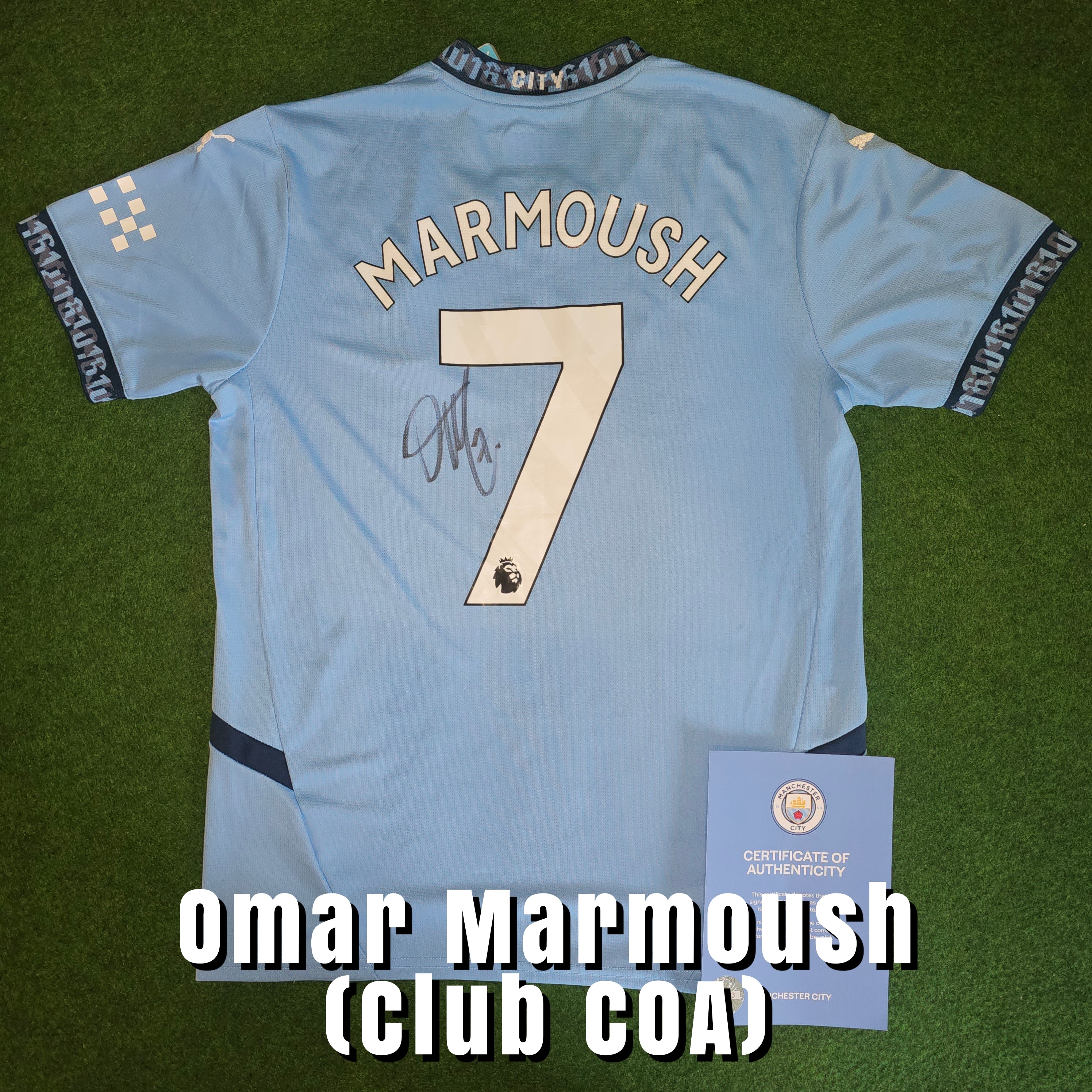 Omar Marmoush Signed 2024/25 Manchester City Home Shirt - Official Manchester City COA