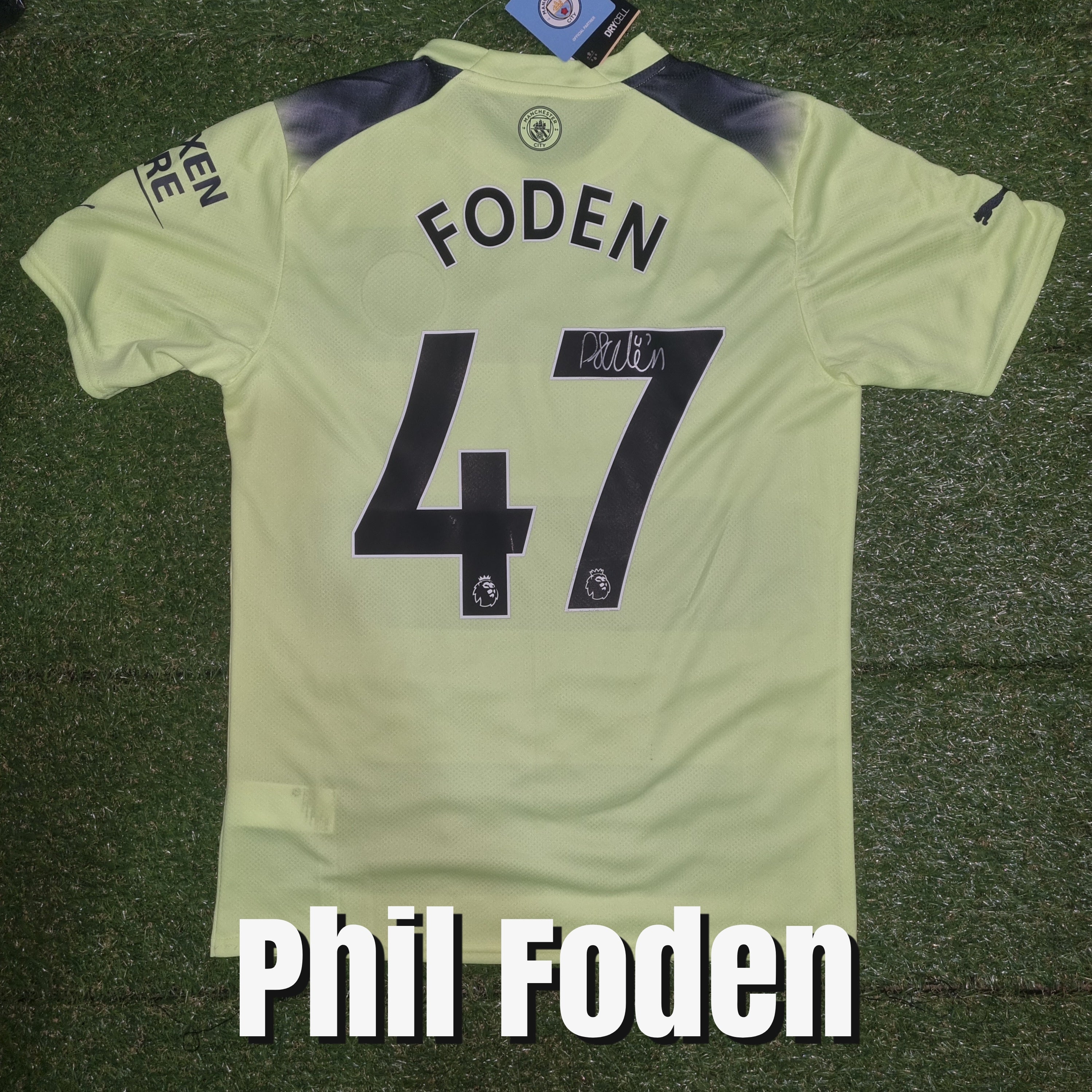 Phil Foden Signed 2022/23 Manchester City Third Shirt - Foden 47 - Signed Back