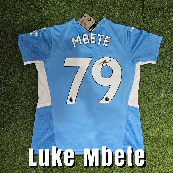 Luke Mbete Signed Manchester City Home Shirt