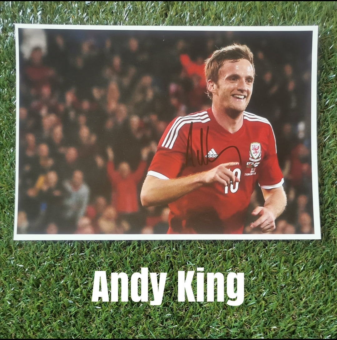 Andy King Signed A4 Wales Photo